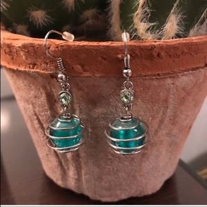 Fun Cosmic Teal and Green Earrings